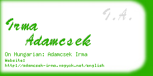 irma adamcsek business card